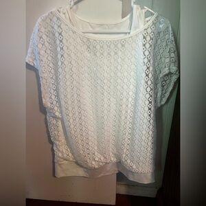 Elegant White Lace Women's Top size Large